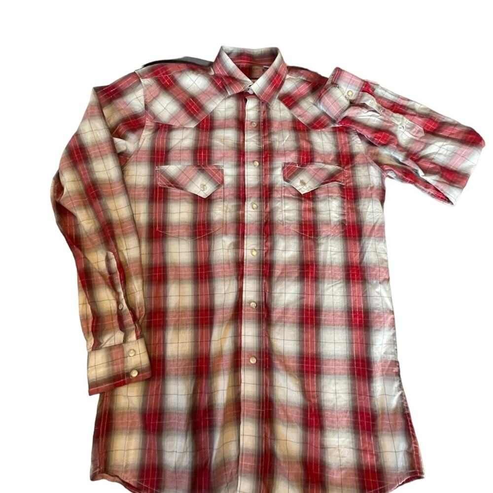 Cody James Shirt Mens M Red Plaid Pearl Snap Long Sleeve Western Rodeo Cowboy